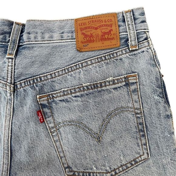 Levi's 501 Cut Off Women's Short Button Fly Frayed Distressed in Waveline Sz 27 - Picture 9 of 13